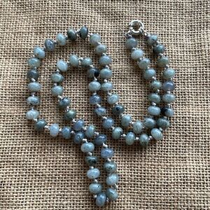 Labradorite Stone Necklace Knotted Amazing In Style   luxury stunning Long